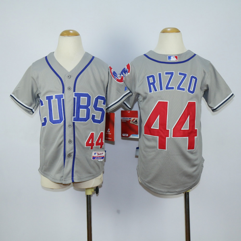 Youth Chicago Cubs #44 Rizzo CUBS Grey MLB Jerseys->youth mlb jersey->Youth Jersey